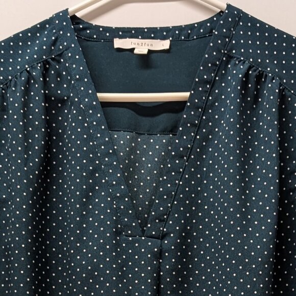 Fun 2 Fun Lillian V-Neck Blouse in Dark Green - Picture 6 of 8